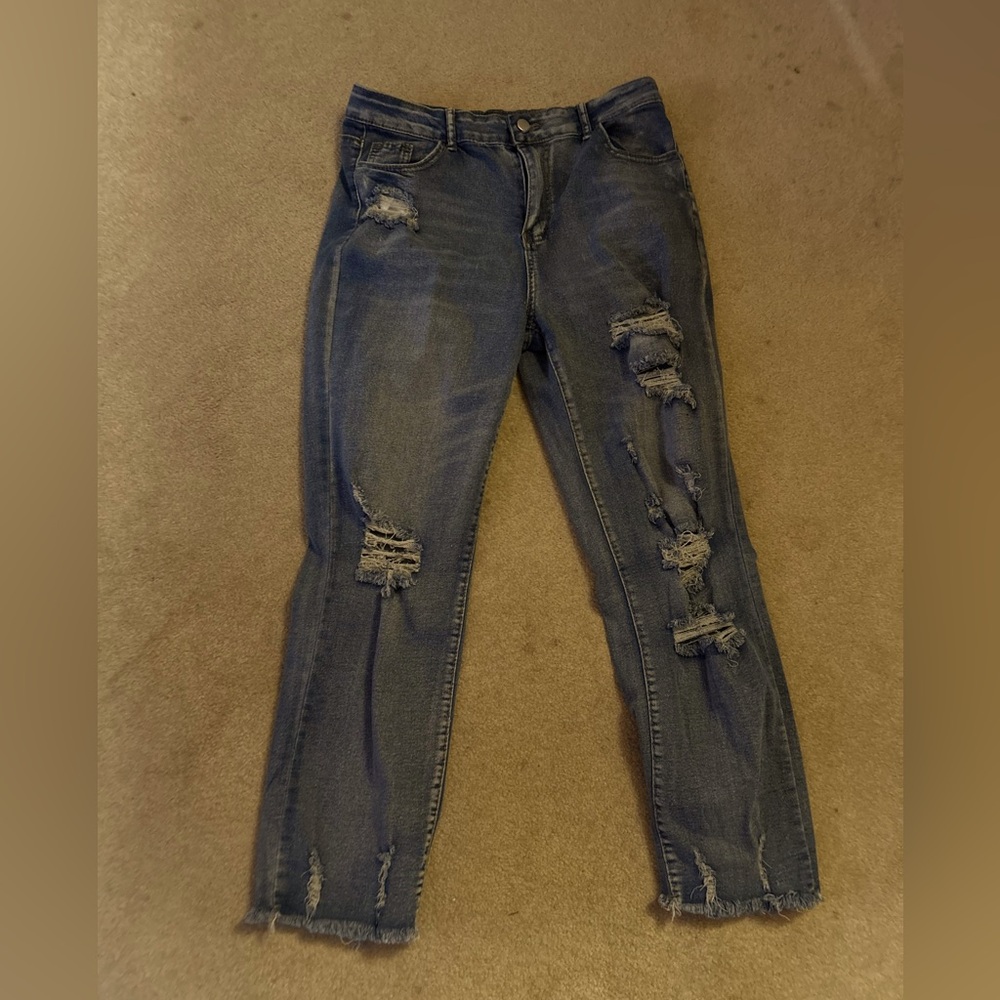 Distressed Blue Jeans